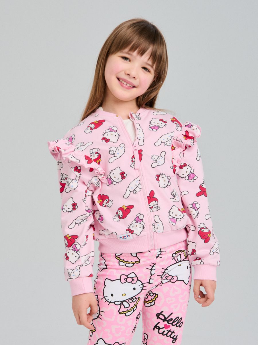 Bluza z ozdobnymi falbanami Hello Kitty - różowy - SINSAY