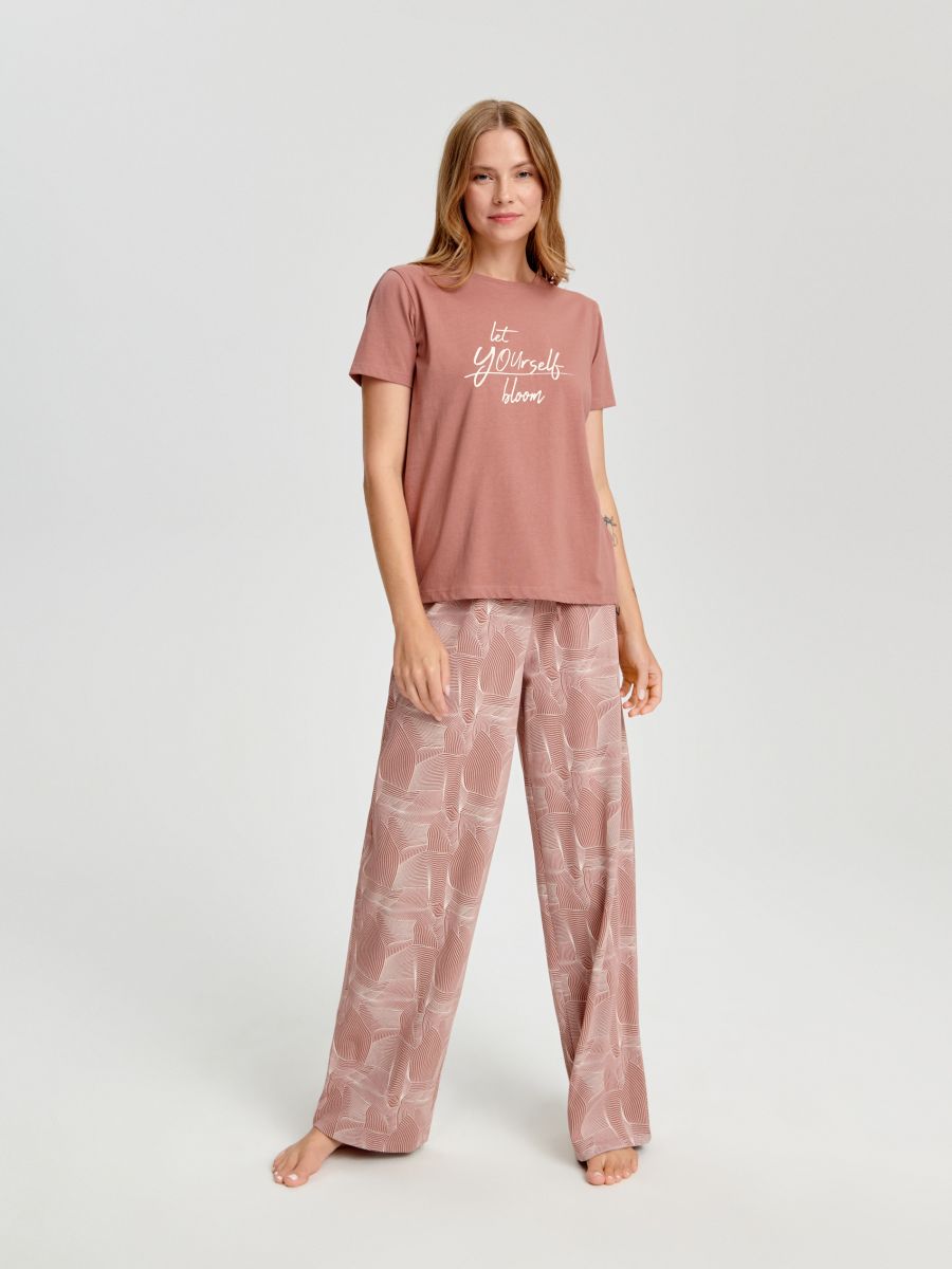 Cotton pyjama set - mauve - SINSAY