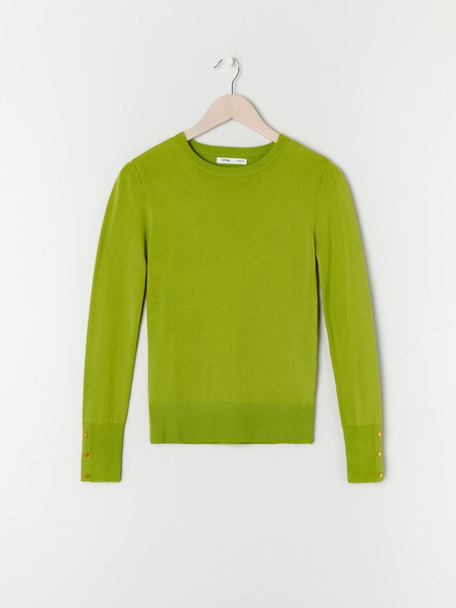 Dekoratiivsete nööpidega džemper - kollakasroheline - SINSAY