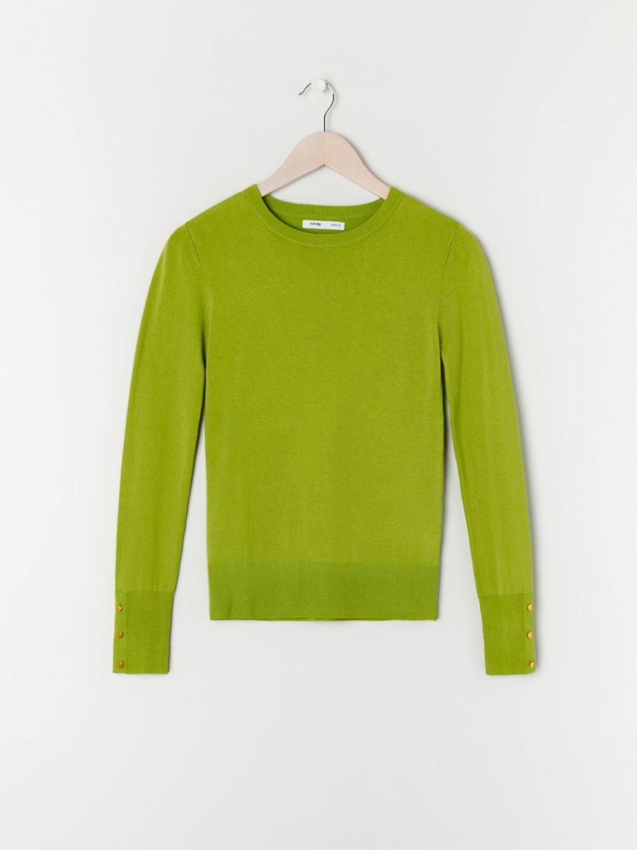 Megztinis su dekoratyvinėmis sagomis - geltonai žalia - SINSAY