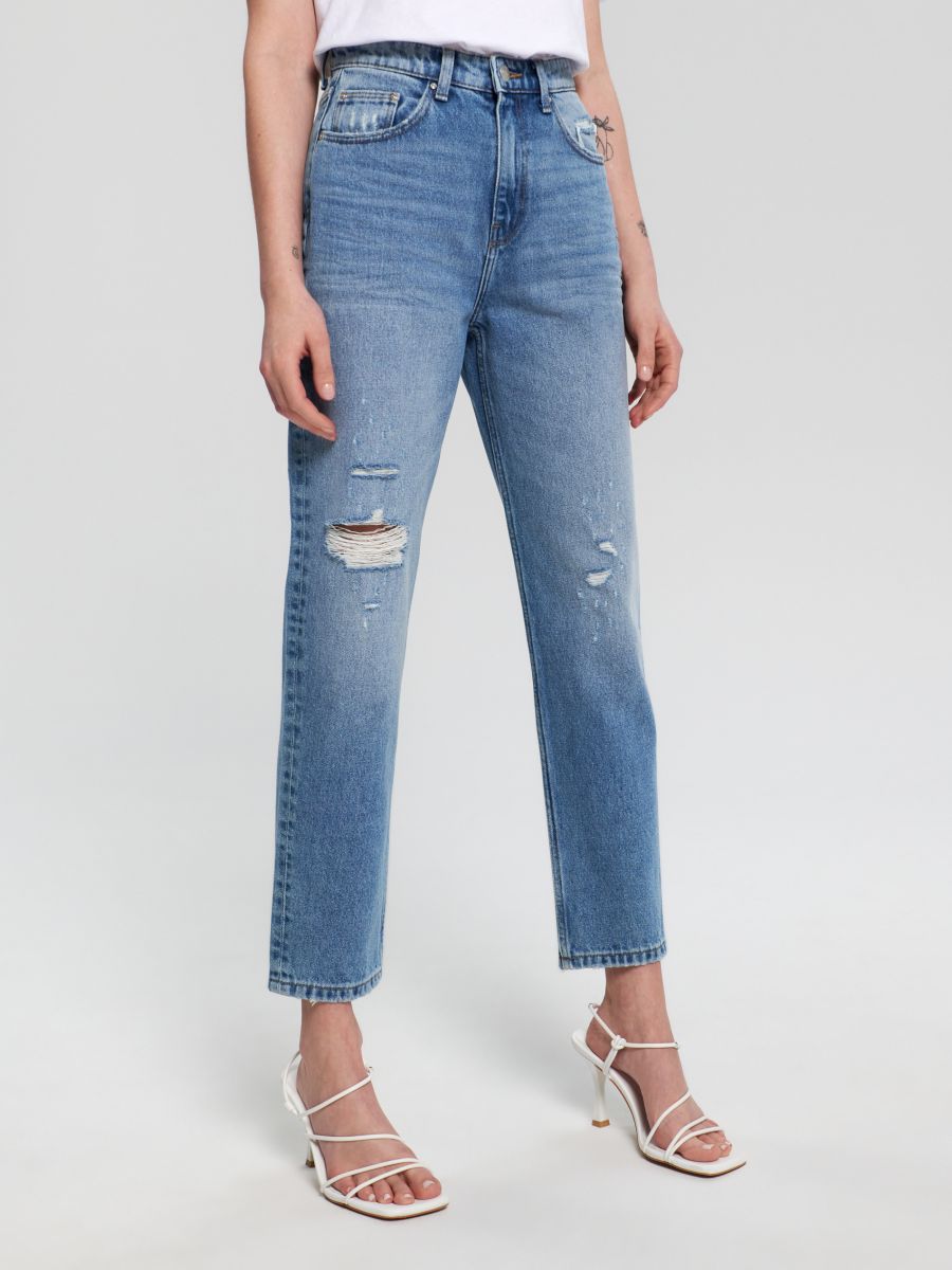 Jeans high waist mom fit - blu - SINSAY