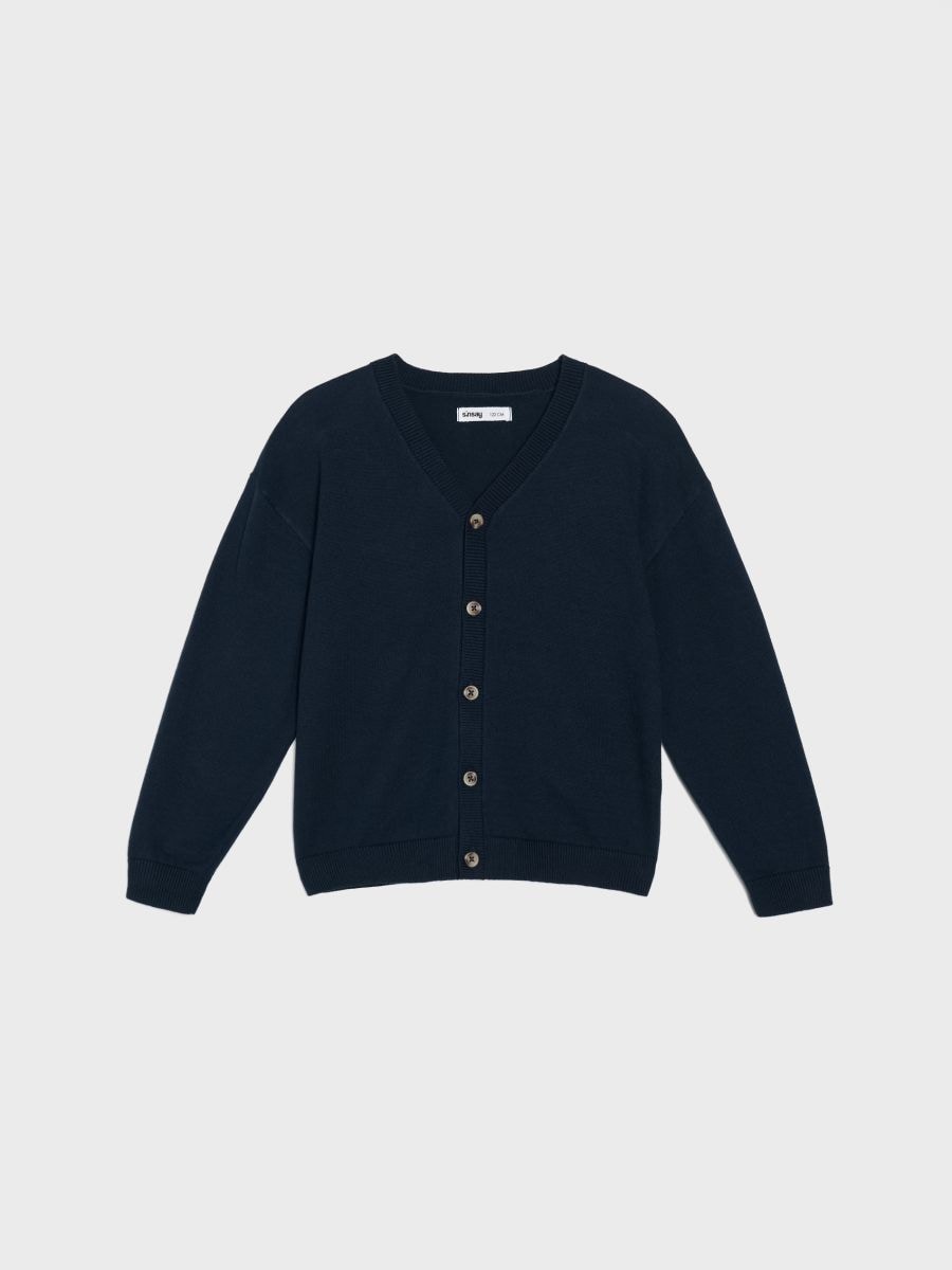 Bombažen pulover - mornarica - SINSAY