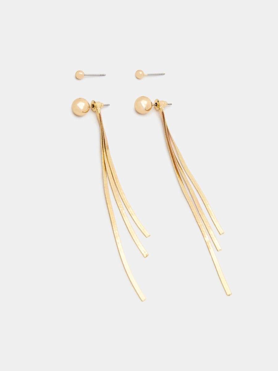 Kolczyki z błyszczącym wykończeniem 2 pack - złoty - SINSAY