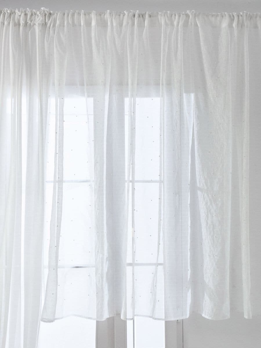 Zavesa s dekorativnim biserima - belo - SINSAY