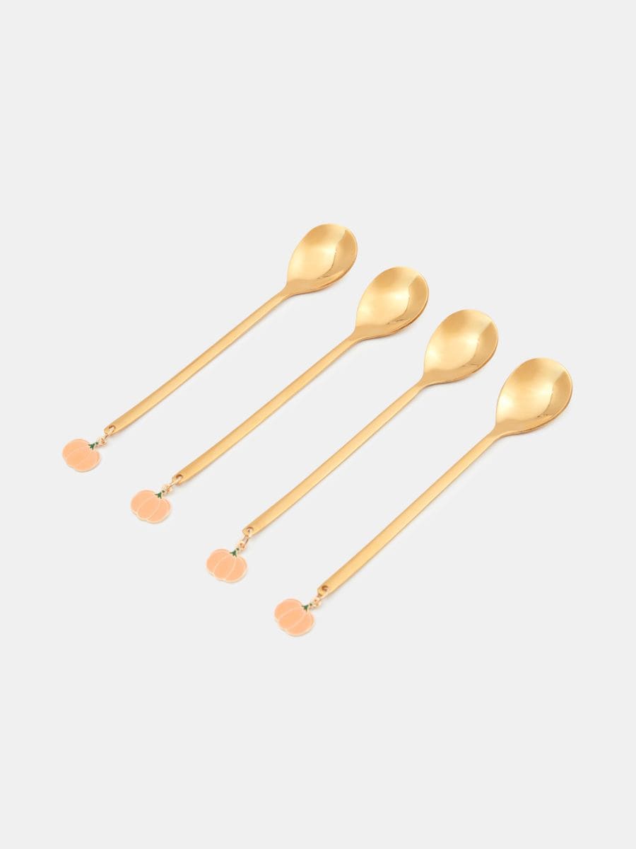 Łyżeczki z zawieszką w kształcie dyni 4 pack - złoty - SINSAY