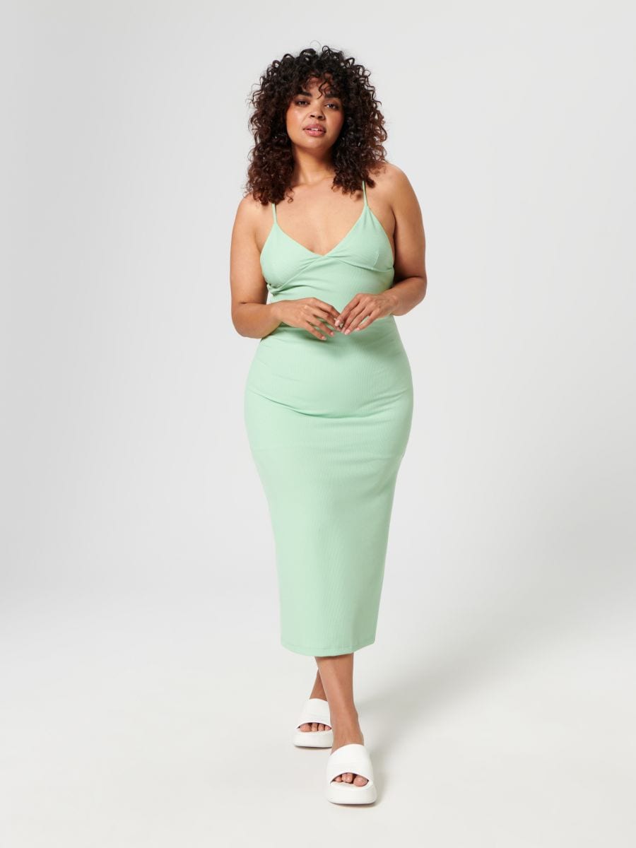 Rochie midi cu bretele - verde - SINSAY