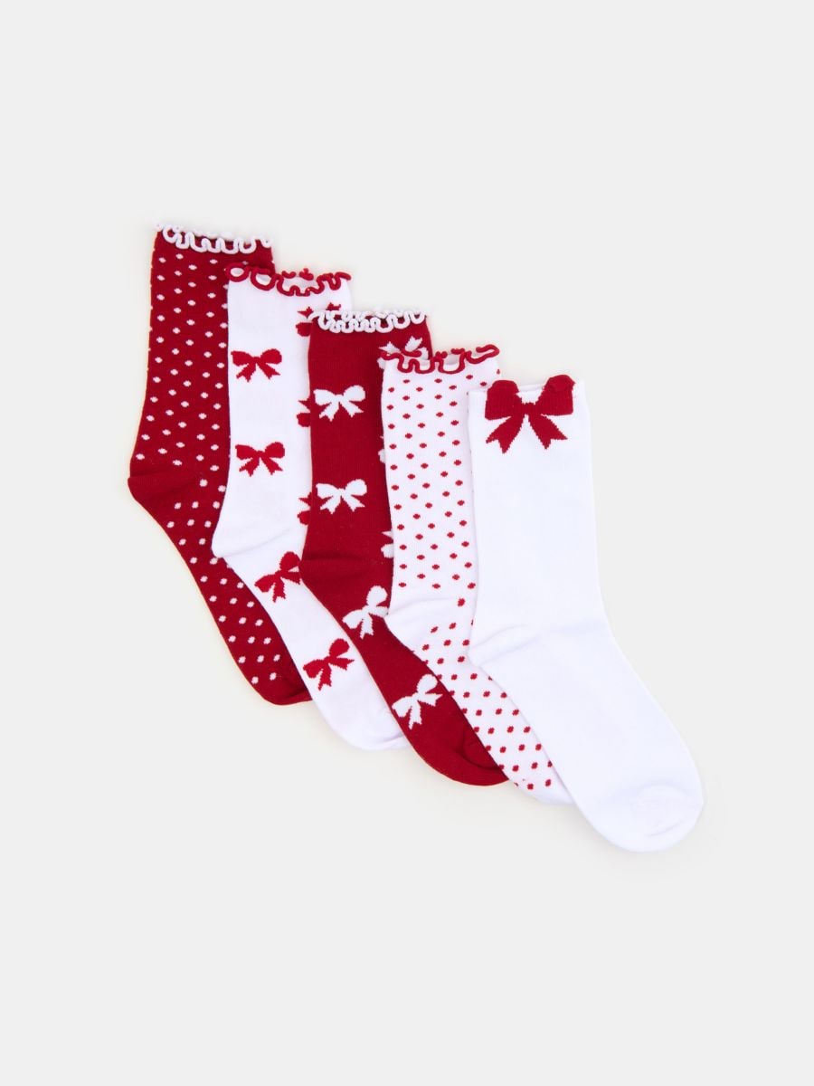 Komplet od 4 para čarapa - crvena - SINSAY