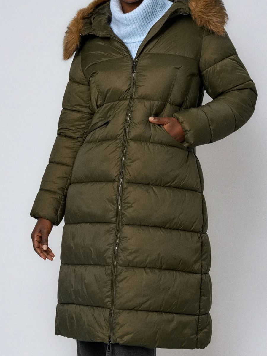 Steppmantel mit Kapuze - Grün - SINSAY