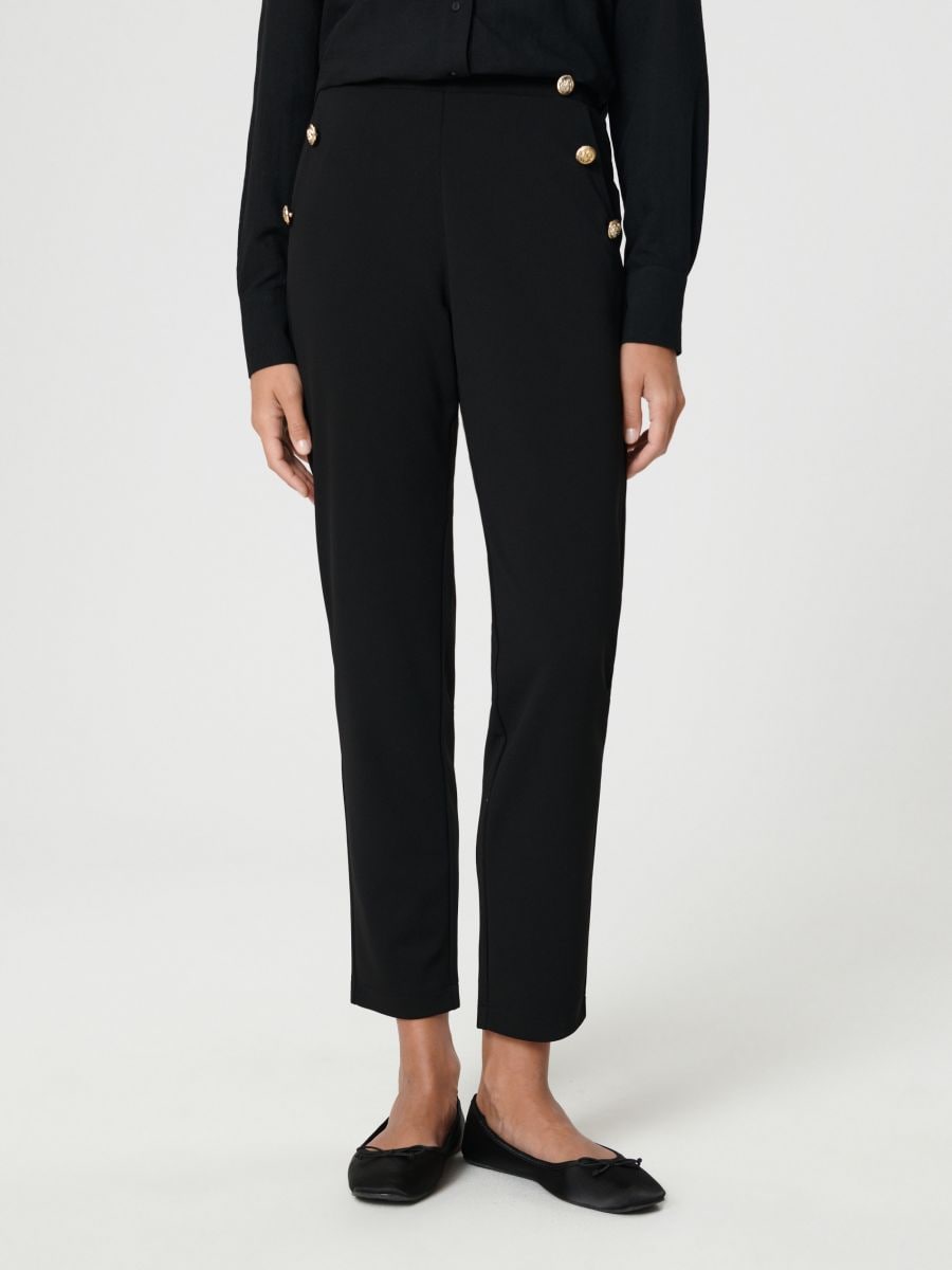 Trousers with ornament buttons - nero - SINSAY