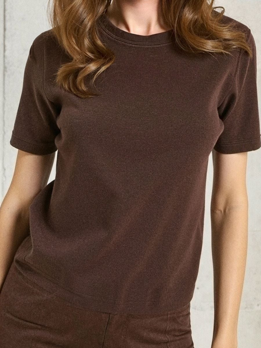 Halenka s krátkým rukávem - hnědá - SINSAY