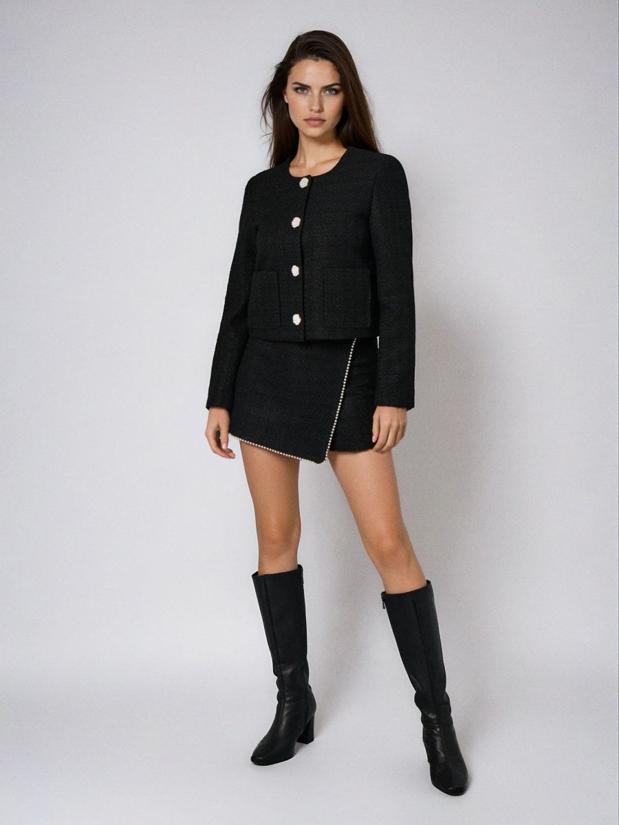 Sako s ukrasnim dugmadima - crno - SINSAY