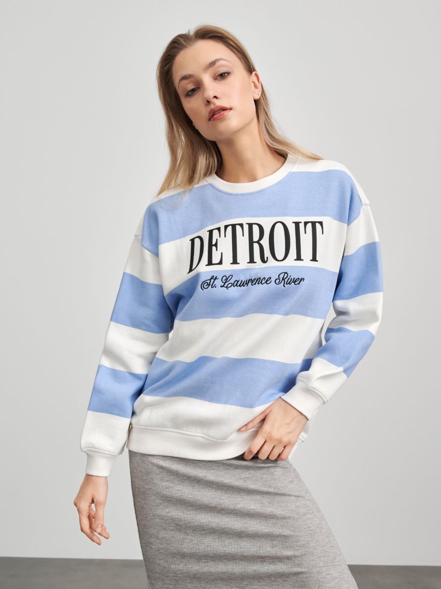 Stripe sweatshirt - pale blue - SINSAY