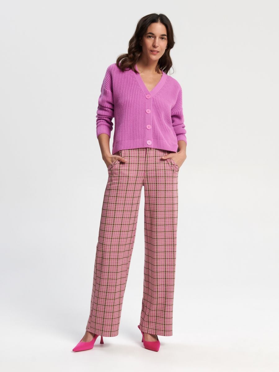Karirane hlače - purpurna boja - SINSAY
