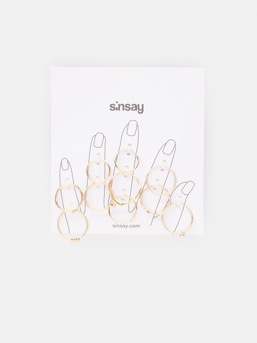 Rings 10 pack - golden - SINSAY