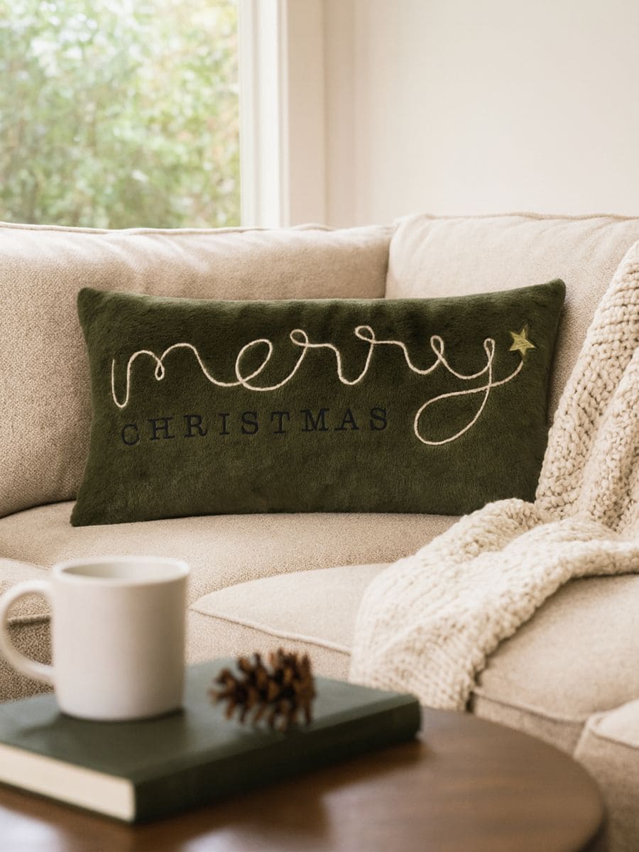 Božični vzglavnik z napisom Merry Christmas - zelena - SINSAY