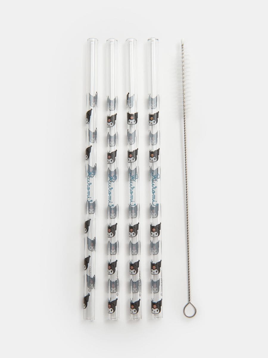 Скляні соломинки Kuromi із щіточкою для чищення, набір з 5 штук - різнобарвний - SINSAY