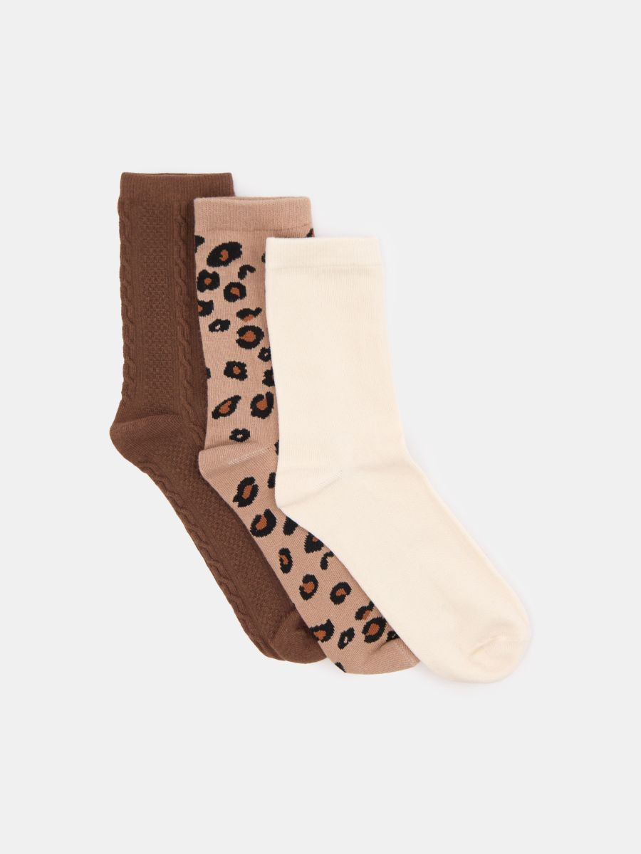 Komplet od 3 para čarapa - BEŽ - SINSAY