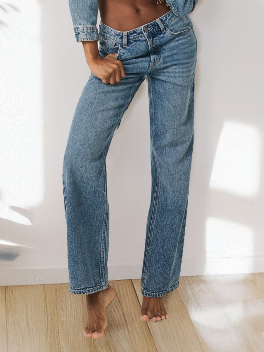 Kavbojke wide leg - modra - SINSAY