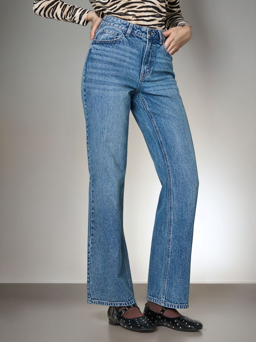 Wide leg farmerke - plavi džins - SINSAY