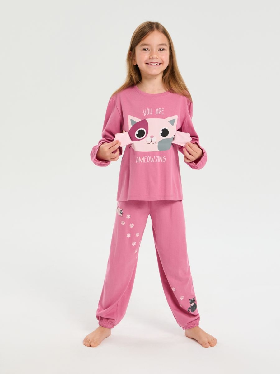 Kaheosaline pidžaamakomplekt - tolmroseepunane - SINSAY