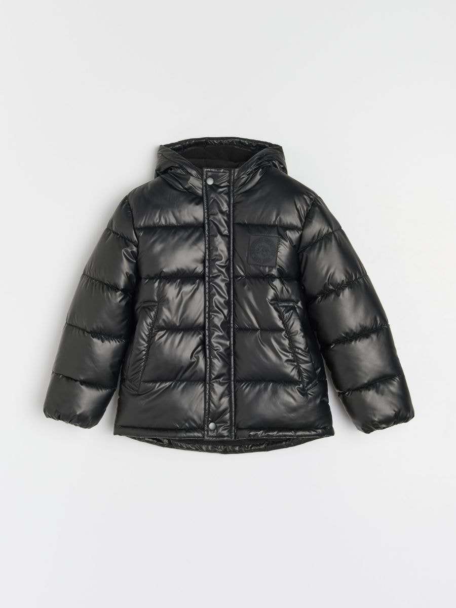 Утеплена куртка з капюшоном - чорний - SINSAY