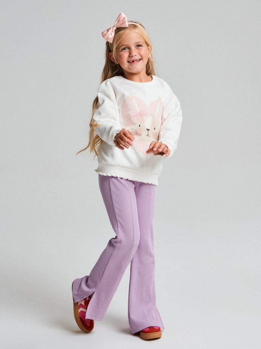 Hlače z razširjenimi hlačnicami - bež - SINSAY