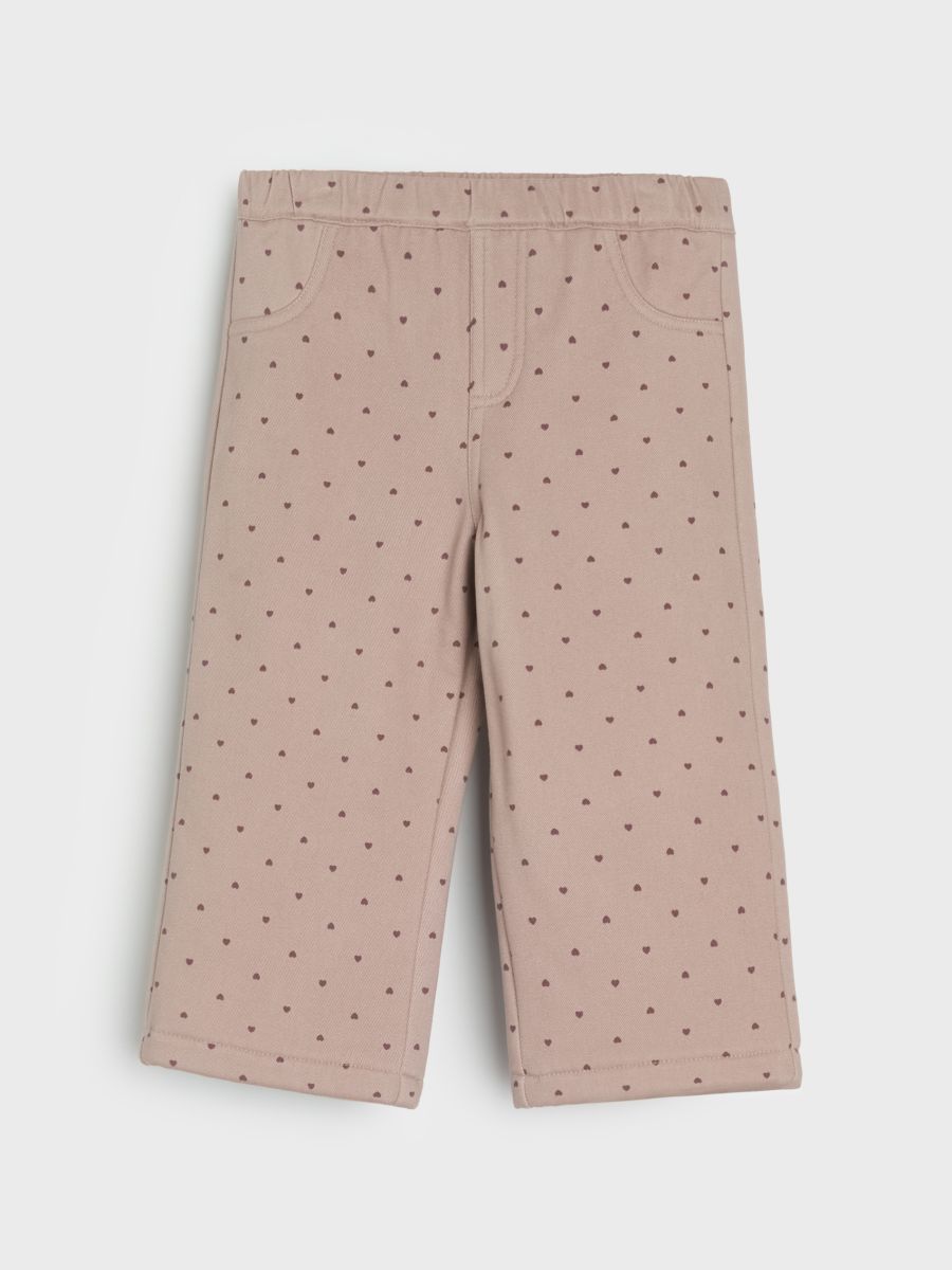 Jeansy z polarem wewnątrz w groszki - różowy - SINSAY