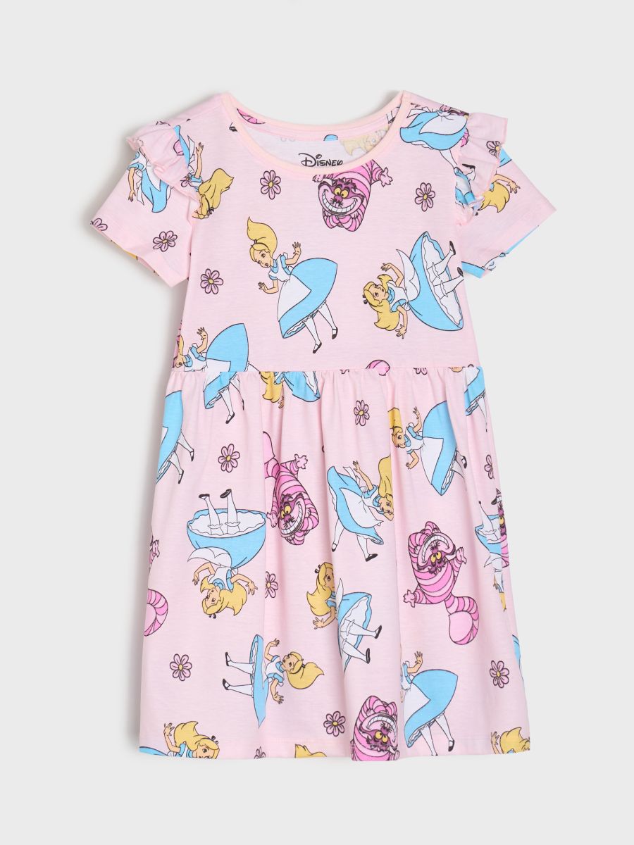 Bawełniana sukienka dresowa Alice in Wonderland - różowy - SINSAY