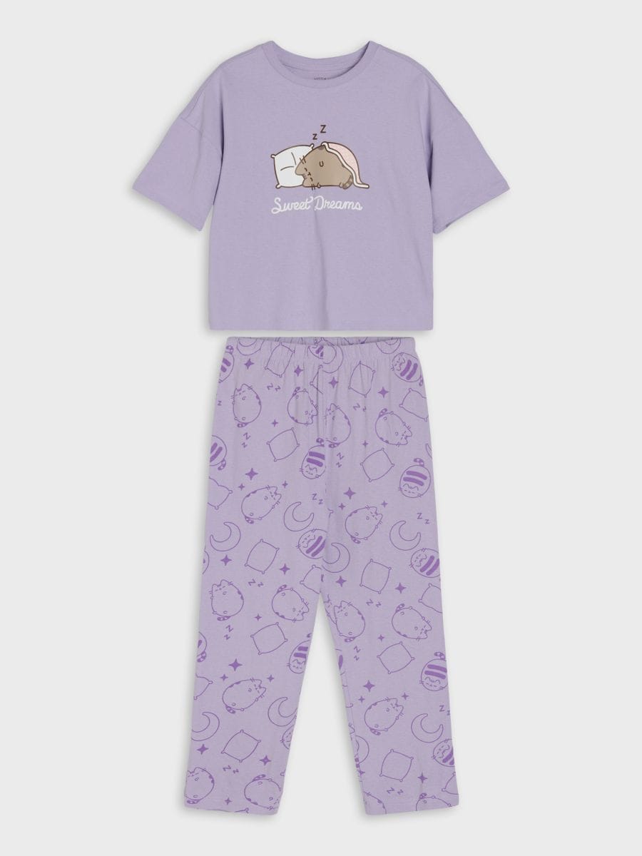 Piżama dwuczęściowa Pusheen the cat - fioletowy - SINSAY