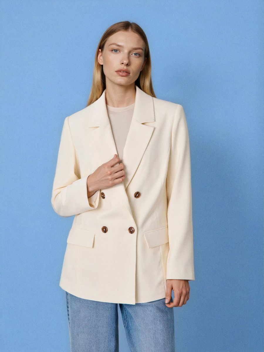 Dvoredni žaket z razporki na hrbtu - svetlo rumena - SINSAY