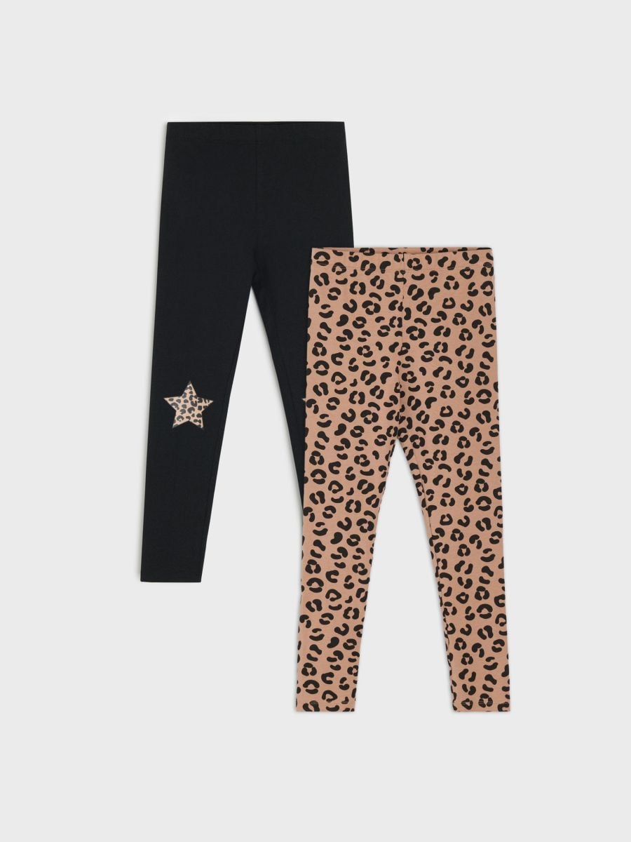 Bawełniane legginsy w panterkę 2 pack - wielobarwny - SINSAY