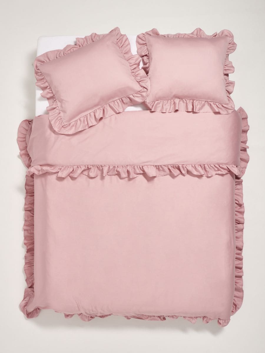 Памучен комплект спално бельо - пастелнорозово - SINSAY
