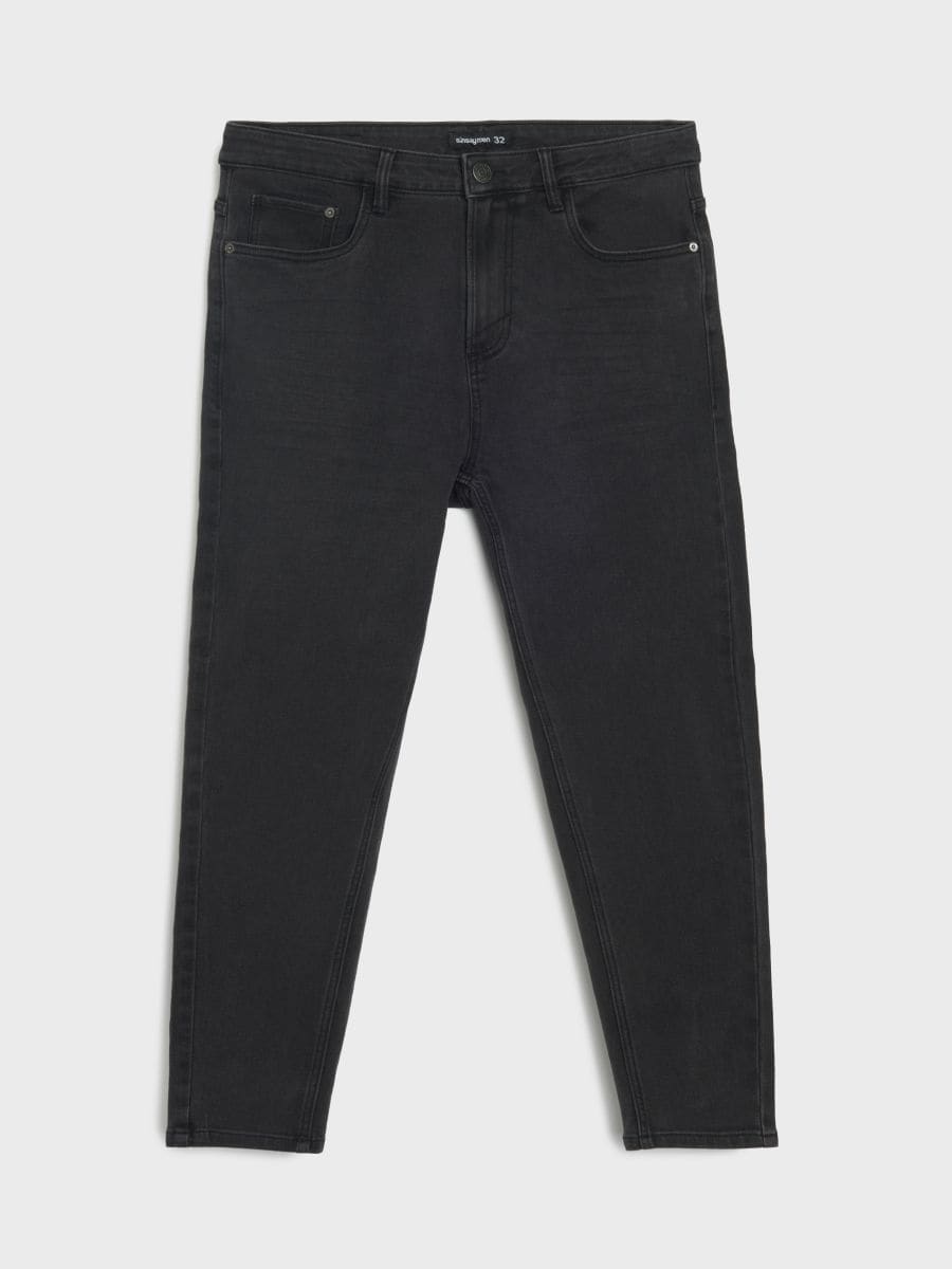 Jeansy cropped carrot fit - czarny - SINSAY