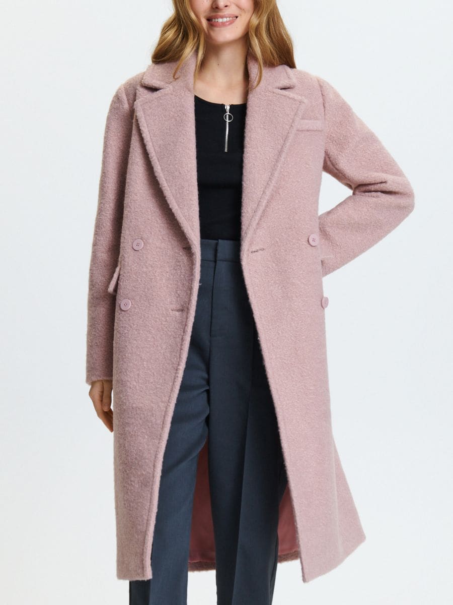 Dvouřadý kabát - pastelová růžová - SINSAY