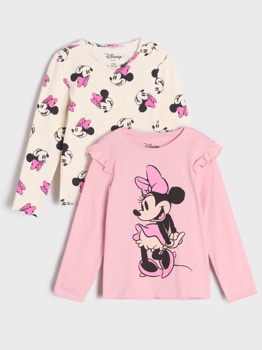 Majica dugih rukava 2 pack Mouse Minnie - ruža - SINSAY