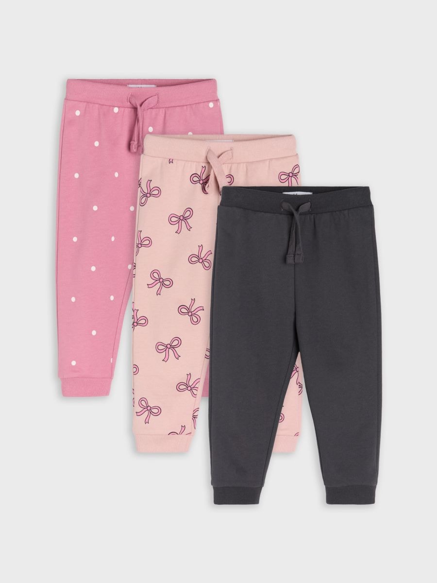 Pantaloni din bumbac 3 pack - roz-pastel - SINSAY
