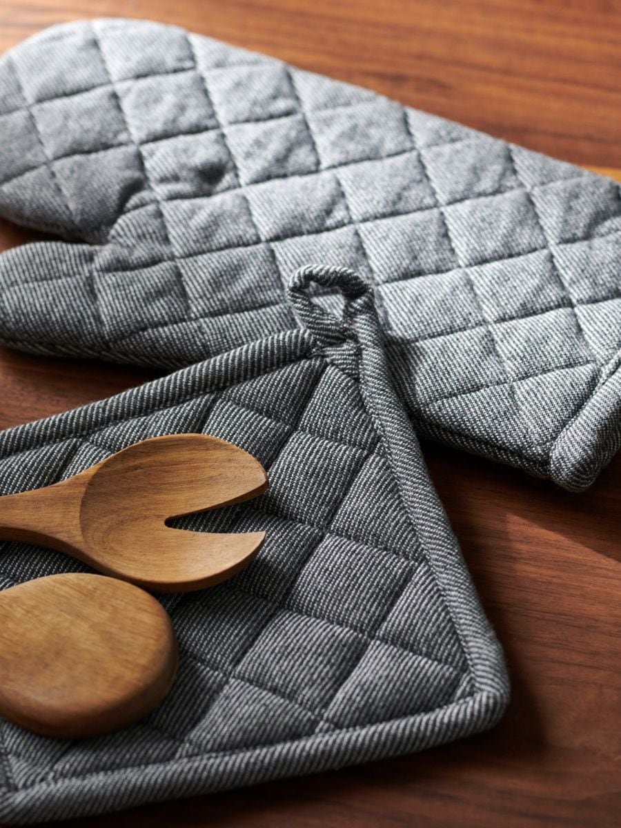 Komplet kuhinjske rokavice in podstavka - temno siva - SINSAY