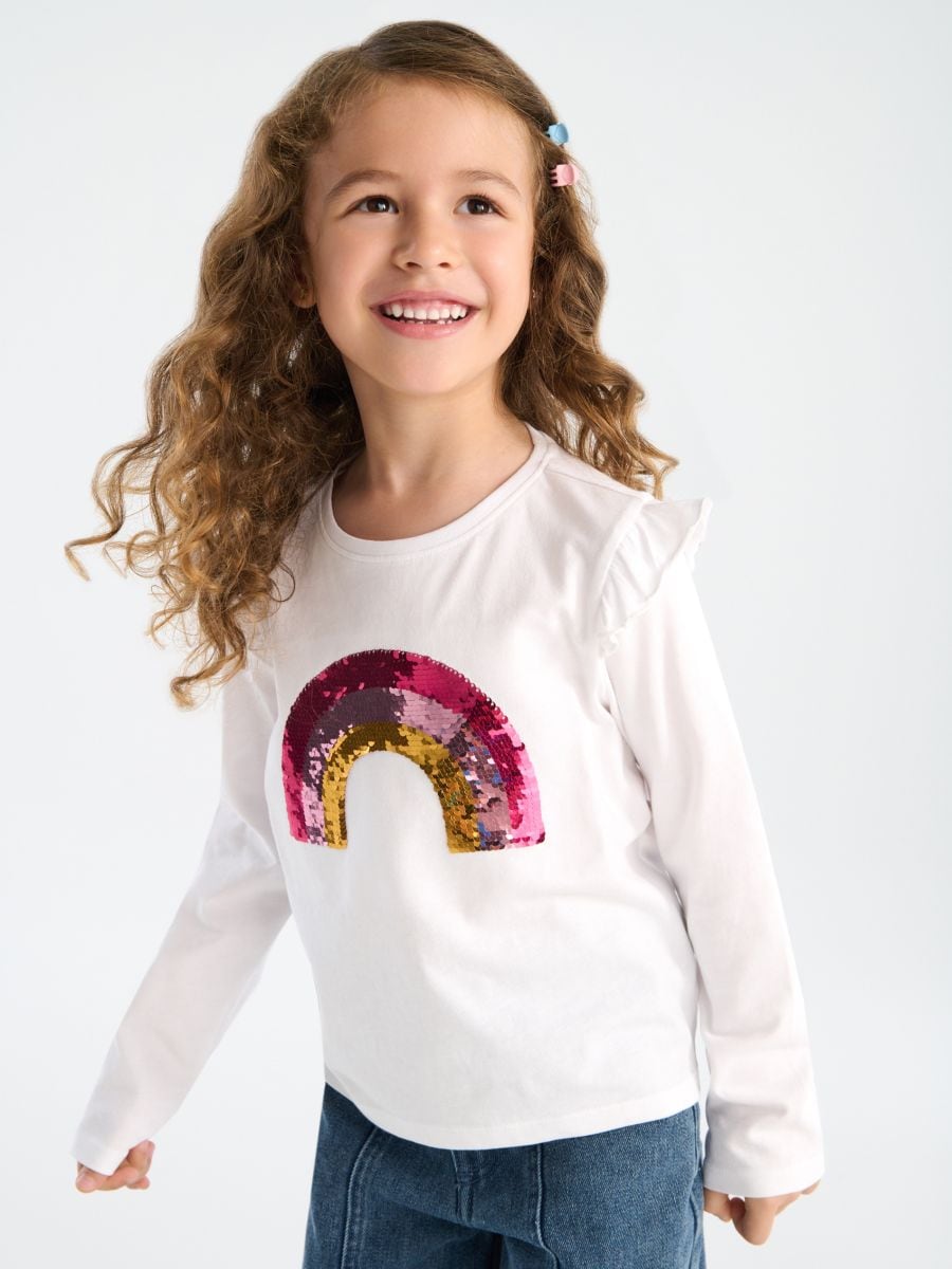 Tricou cu mânecă lungă - alb - SINSAY