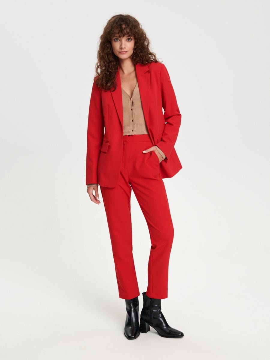 Oblekové kalhoty - červená - SINSAY