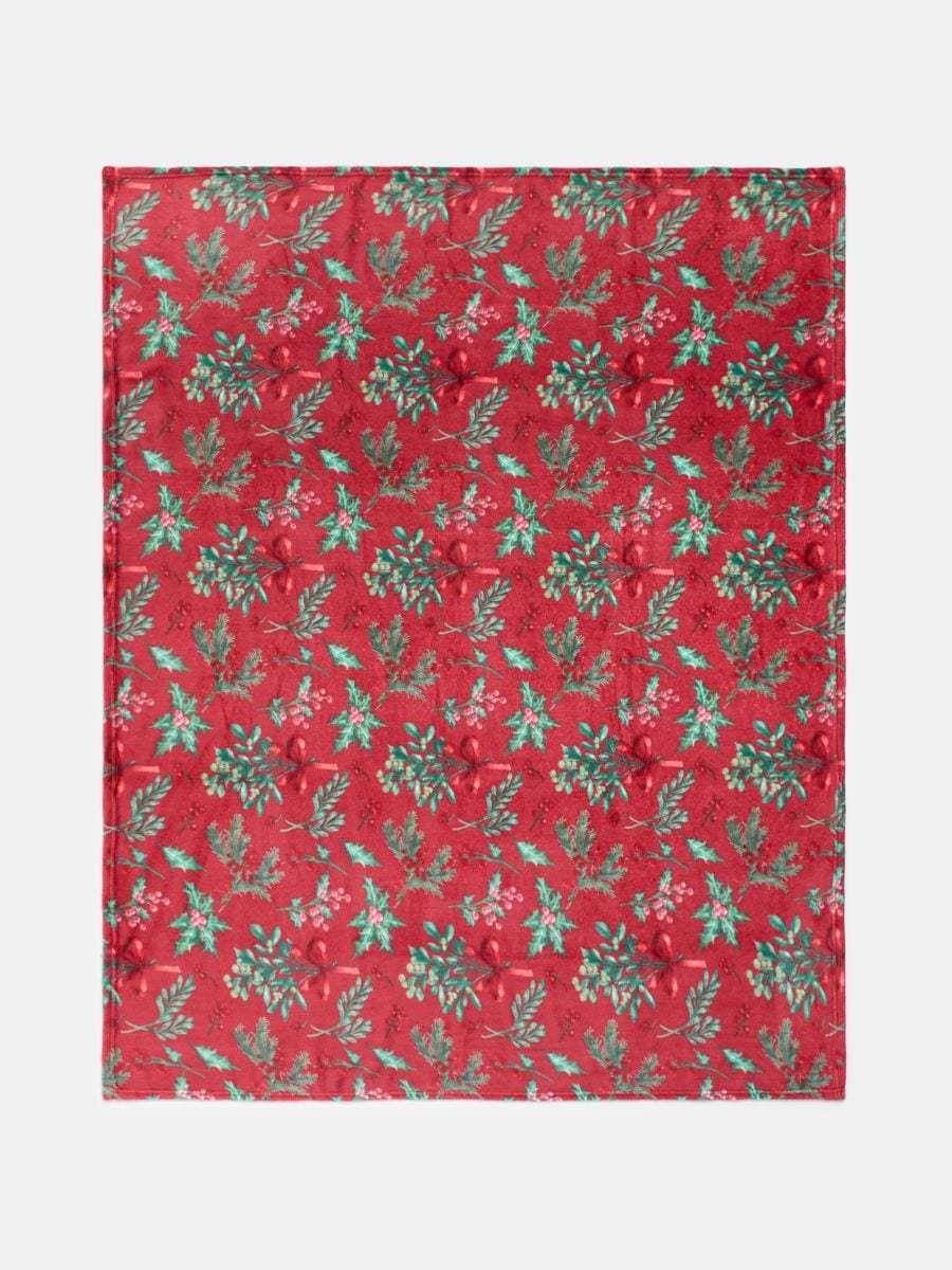 Prekrivač sa zimskim motivom - burgundy - SINSAY