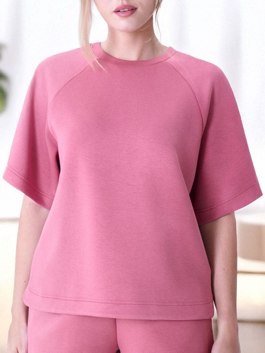 Bluza z krótkim rękawem soft touch - fioletowy - SINSAY