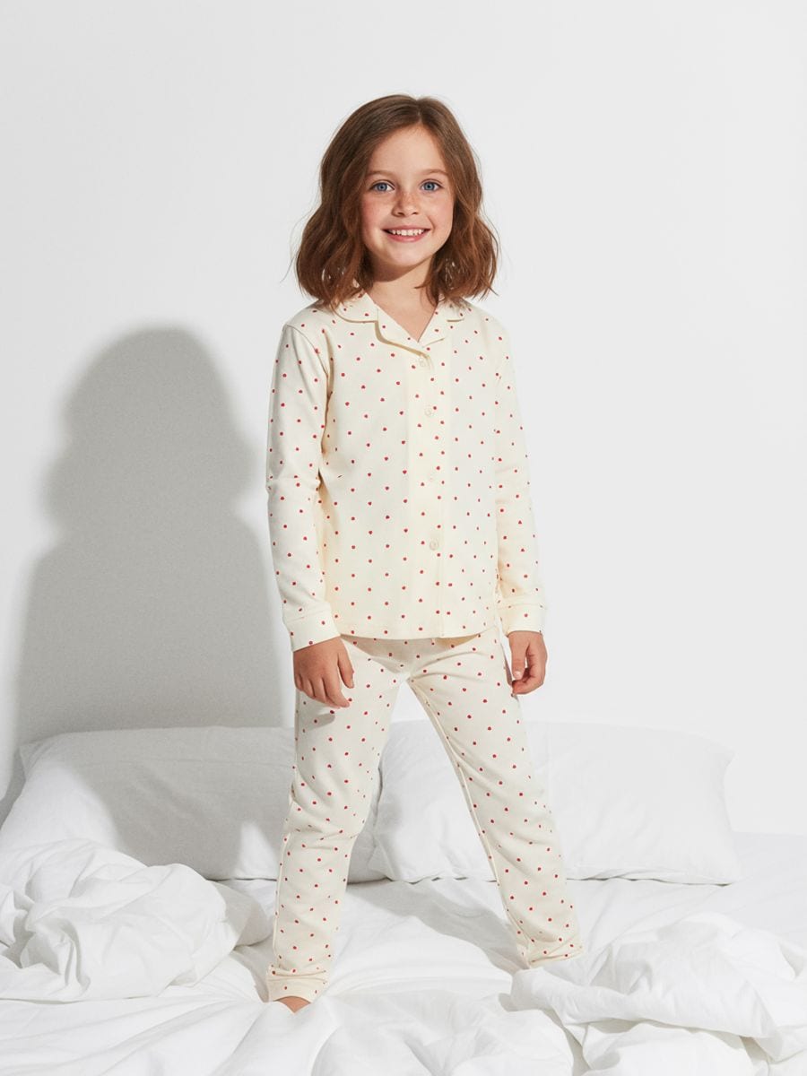 Divdaļīgs pidžamas komplekts - krēmkrāsa - SINSAY