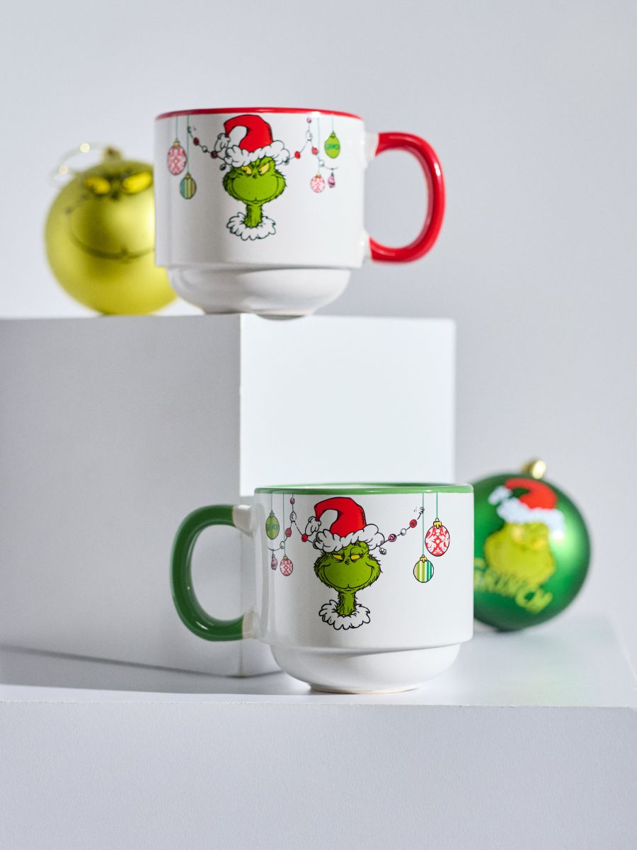 Ceramiczny kubek z uchem z motywem świątecznym Grinch 2pack - wielobarwny - SINSAY