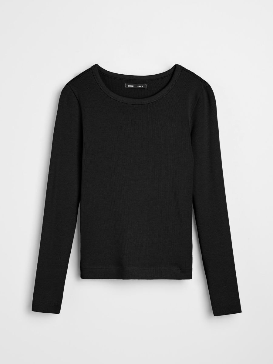 Majica z dolgimi rokavi - črna - SINSAY