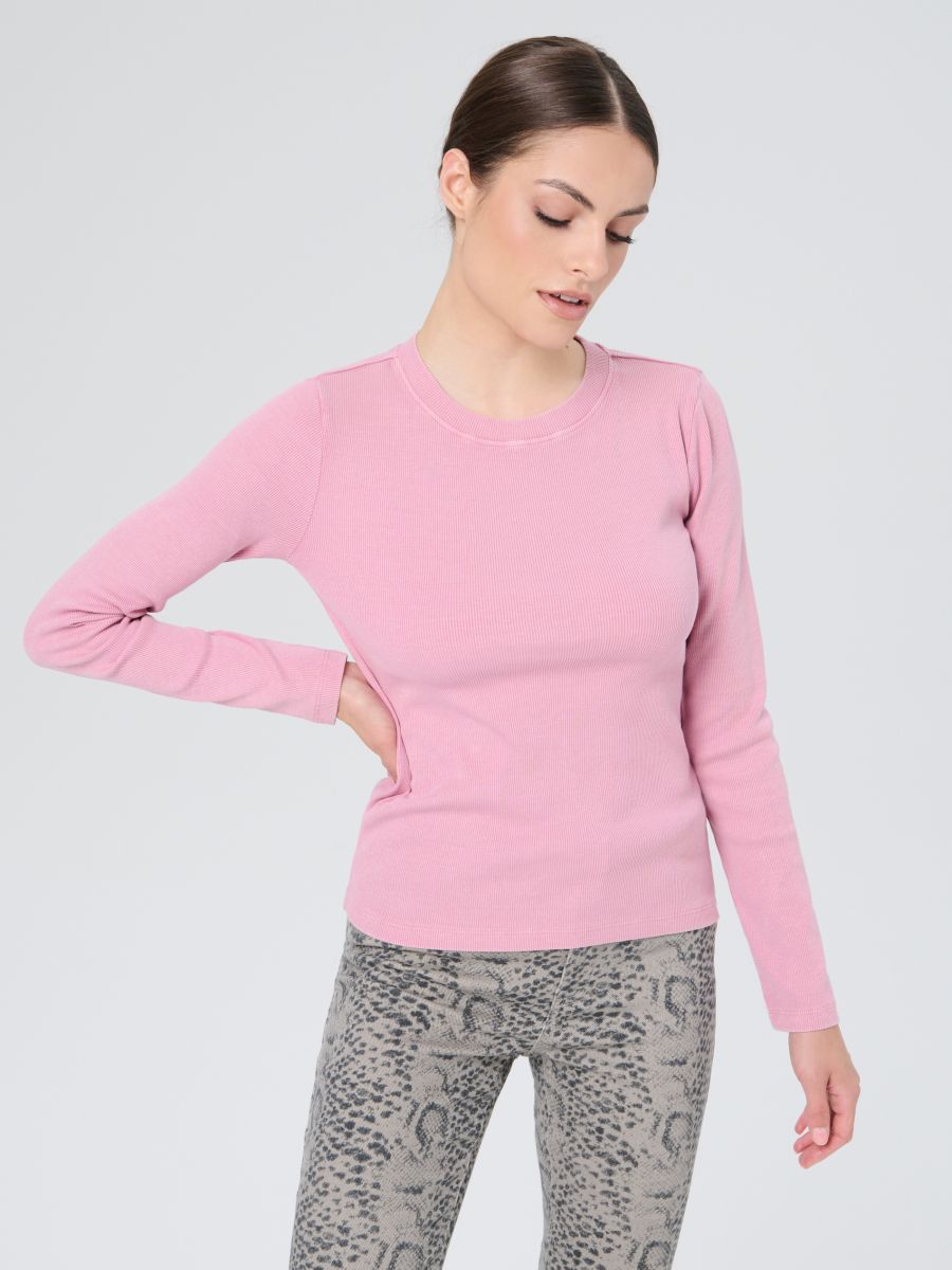 Bluză tricotată în relief - gri-neutru - SINSAY