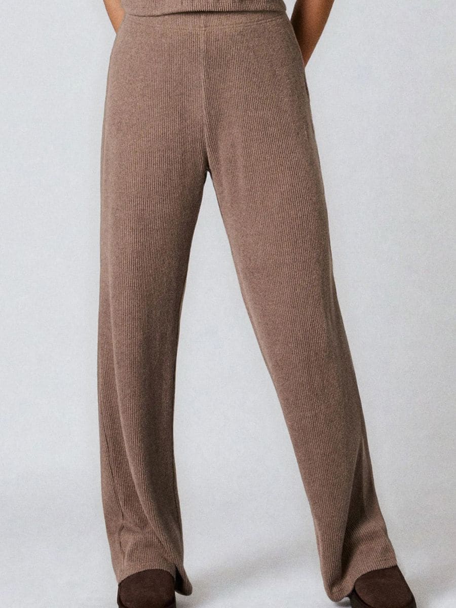 Pantaloni wide leg - cafeniu - SINSAY