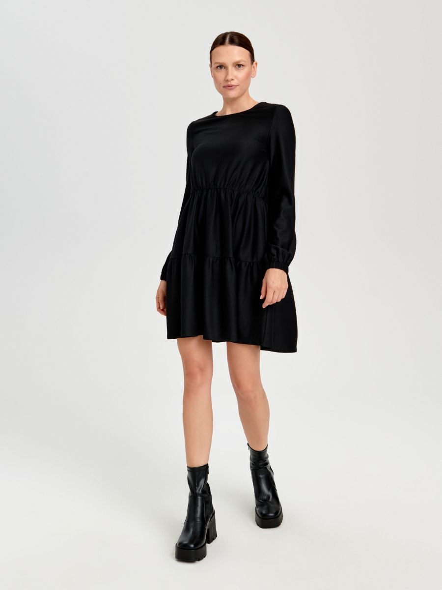 Mini šaty babydoll - černá - SINSAY