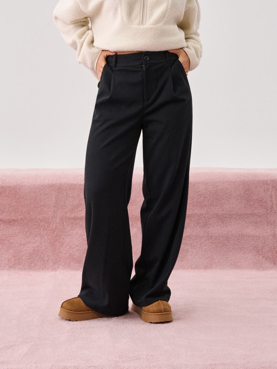 Wide leg pantalone - crno - SINSAY