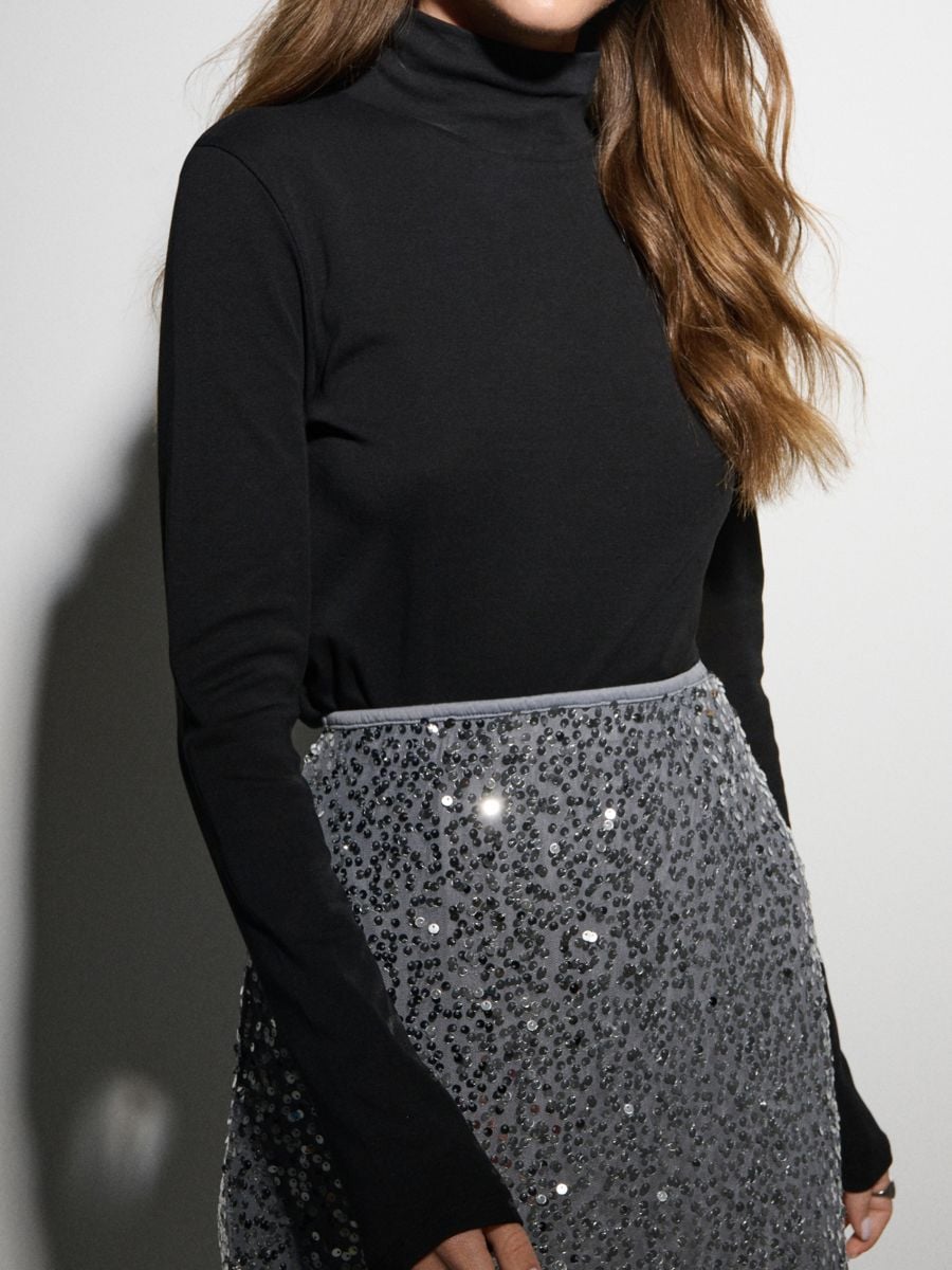 Bluzka z długim rękawem - czarny - SINSAY