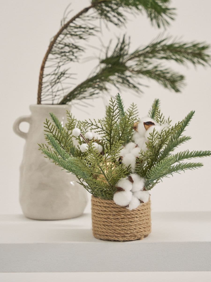 Plantă decorativă cu motiv de Crăciun - alb - SINSAY